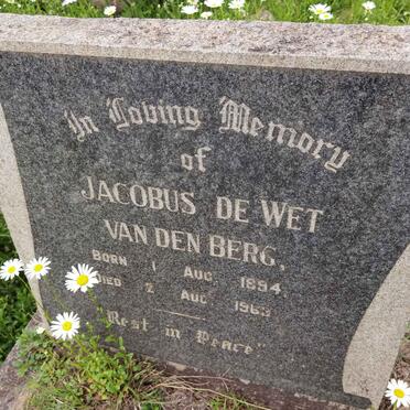 BERG Jacobus de Wet, van den 1894-1963
