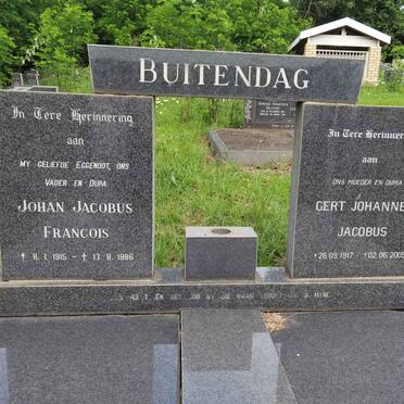 BUITENDAG Johan Jacobus Francois 1915-1986 &amp; Gert Johannes Jacobus 1917-2009
