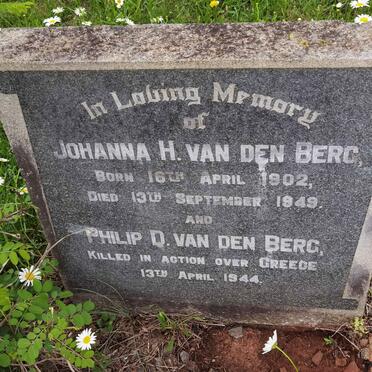 BERG Johanna H., van den 1902-1949 :: VAN DEN BERG Philip D. -1944