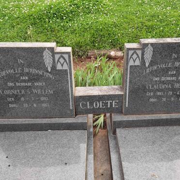 CLOETE Cornelius Willem 1893-1963 &amp; Claudina Helena NEL 1898-1962