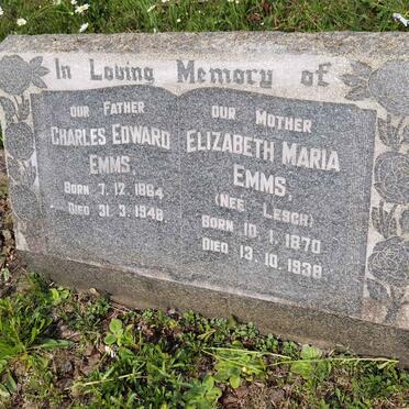 EMMS Charles Edward 1864-1948 &amp; Elizabeth Maria LESCH 1870-1938