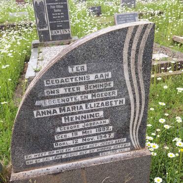 HENNING Anna Maria Elizabeth nee JORDAAN 1892-1947