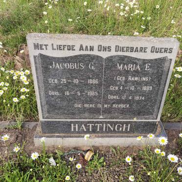 HATTINGH Jacobus G. 1886-1965 &amp; Marie E. RAWLINS 1889-1974
