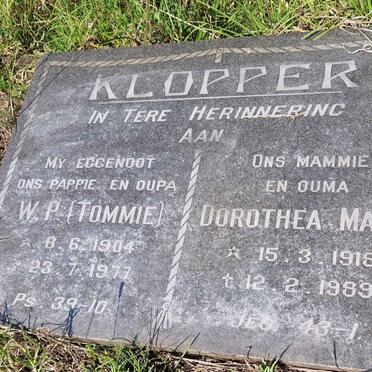 KLOPPER W.P. 1904-1977 &amp; Dorothea Maria 1918-1989