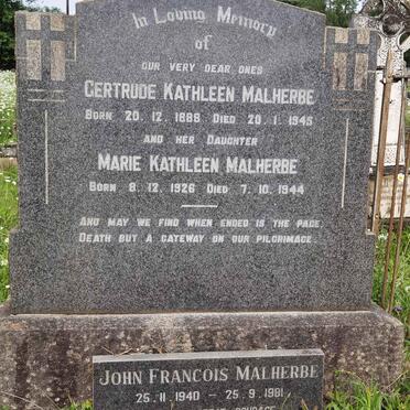 MALHERBE Gertrude Kathleen 1888-1945 :: MALHERBE Marie Kathleen 1926-1944
