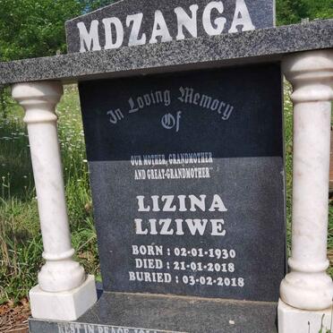 MDZANGA Lizina Liziwe 1930-2018