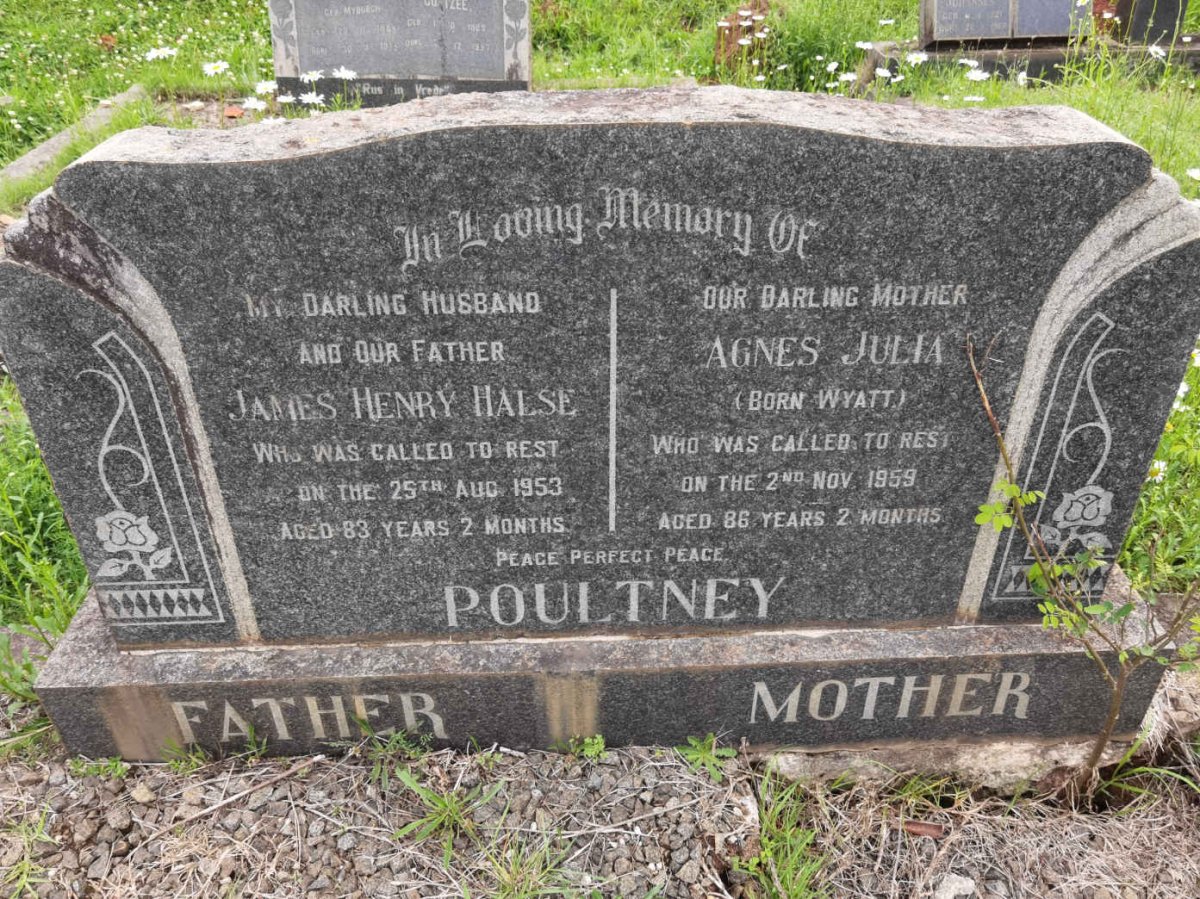 POULTNEY James Henry Halse -1953 &amp; Agnes Julia WYATT -1959