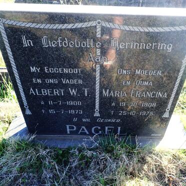 PAGEL Albert W.T. 1900-1973 &amp; Maria Francina 1908-1975