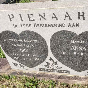 PIENAAR Ben 1923-1970 &amp; Anna 1935-