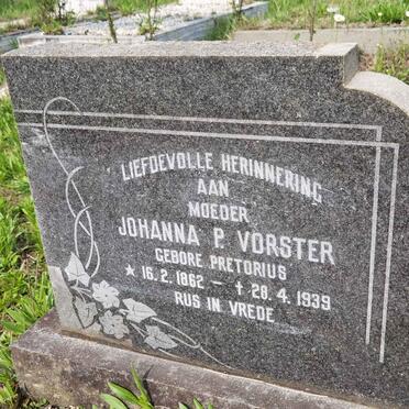 VORSTER Johanna P. nee PRETORIUS 1862-1939
