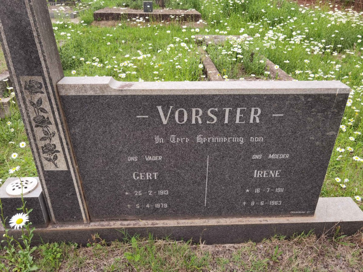 VORSTER Gert 1913-1979 &amp; Irene 1911-1963