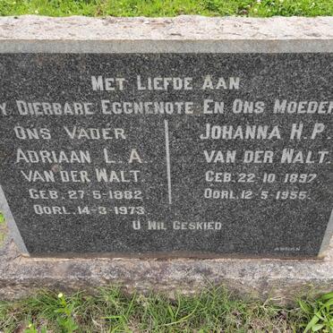 WALT Adriaan L.A., van der 1882-1973 &amp; Johanna H.P. 1897-1955