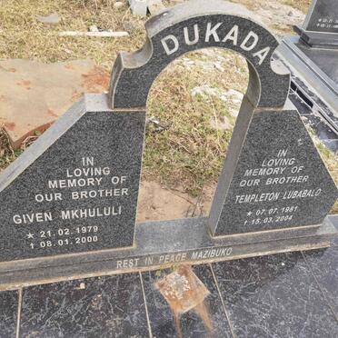 DUKADA Given Mkhululi 1979-2000 :: DUKADA Templeton Lubabalo 1981-2004