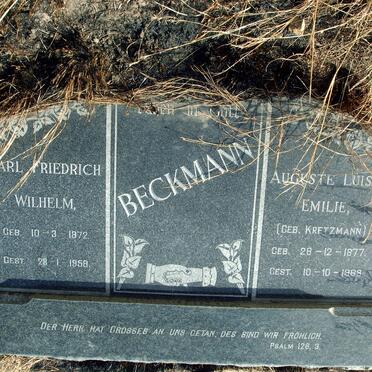 BECKMANN Carl Friedrich Wilhelm 1872-1958 &amp; Auguste Luise Emilie KRETZMANN 1877-1968
