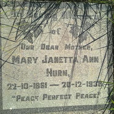 HURN Mary Janetta Ann 1861-1938