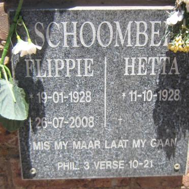 SCHOOMBEE Flippie 1928-2008 &amp; Hetta 1928 -