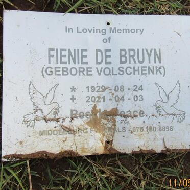 BRUYN Fienie, de nee VOLSCHENK 1929-2021