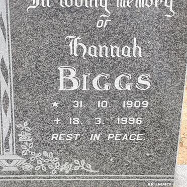 BIGGS Hannah 1909-1996