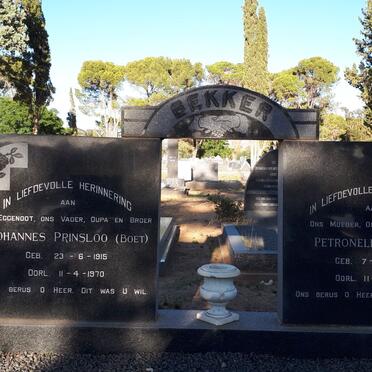 BEKKER Johannes Prinsloo 1915-1970 &amp; Petronella 1922-1998