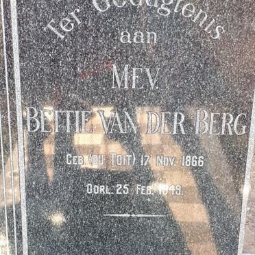 BERG Bettie, van der nee DU TOIT 1866-1949