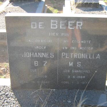 BEER Johannes B.Z., de 1889-1980 &amp; Petronella M.S. SWANEPOEL 1894-1977