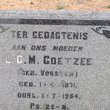 COETZEE L.C.M. nee VORSTER 1871-1954