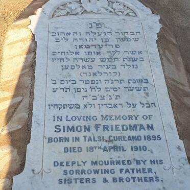 FRIEDMAN Simon 1895-1910