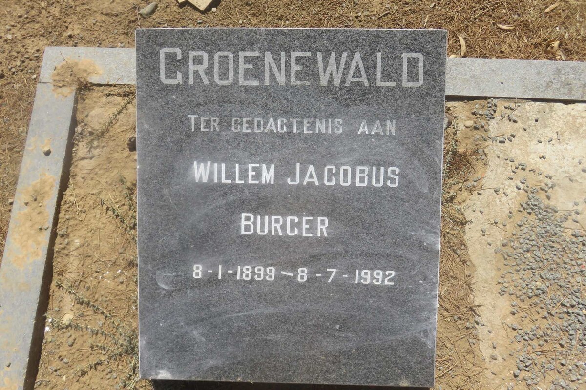 GROENEWALD Willem Jacobus Burger 1899-1992