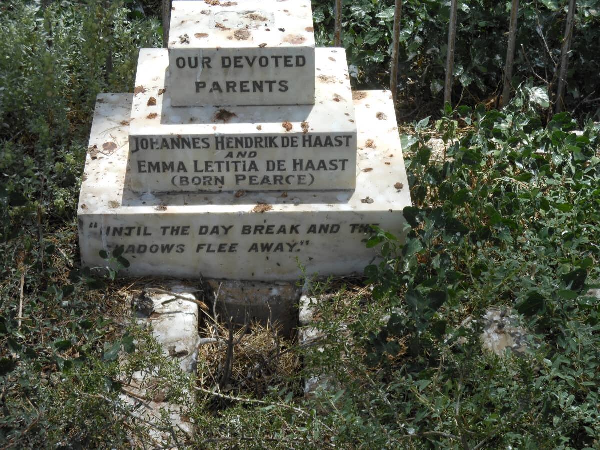 HAAST Johannes Hendrik, de &amp; Emma Letitia PEARCE