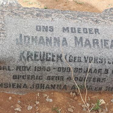 KREUGER Johanna Mariea nee VORSTER -1945