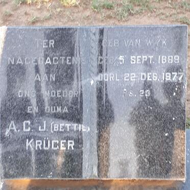 KRÜGER A.C.J. nee VAN WYK 1899-1977