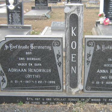 KOEN Adriaan Hendrikus 1917-1998 &amp; Anna Elizabeth DE JAGER 1929-1998