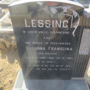 LESSING Susanna Franscina nee KRUGER 1902-1983