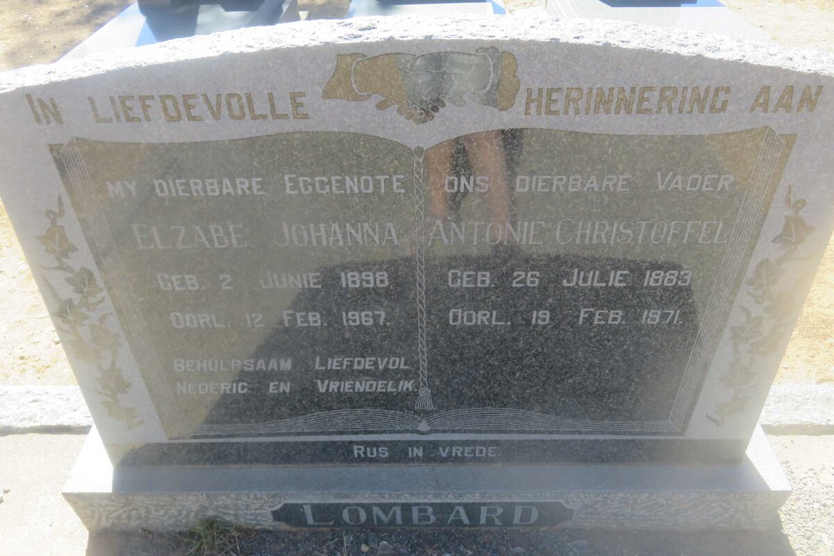 LOMBARD Antonie Christoffel 1883-1971 &amp; Elzabe Johanna 1898-1967