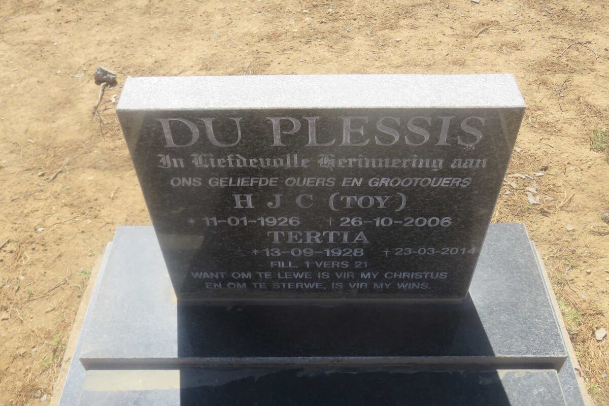 PLESSIS H.J.C., du 1926-2006 &amp; Tertia 1928-2014