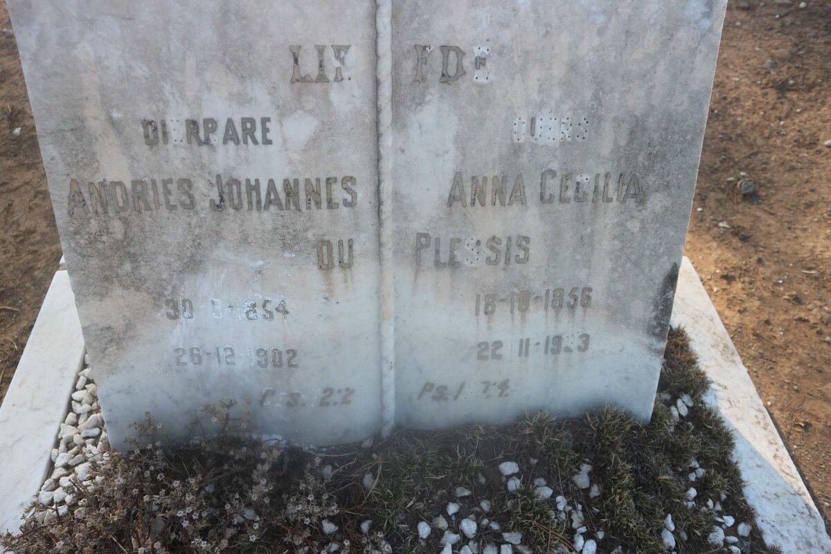 PLESSIS Andries Johannes, du 1854-1902 &amp; Anna Cecilia 1856-19?3