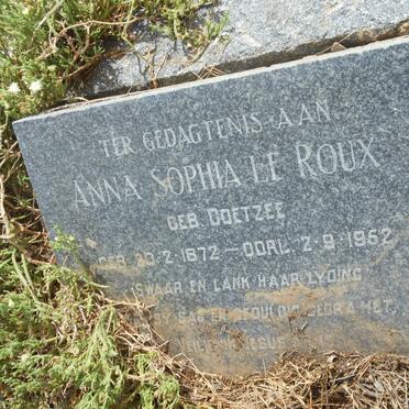 ROUX Anna Sophia, le nee COETZEE 1872-1952