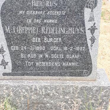 REDELINGHUYS M.J. nee BURGER 1890-1952