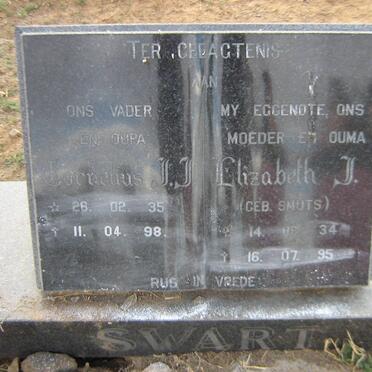 SWART Cornelius J.J. 1935-1998 &amp; Elizabeth J. SMUTS 1934-1995