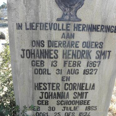 SMIT Johannes Hendrik 1867-1927 &amp; Hester Cornelia Johanna SCHOOMBEE 1865-1934