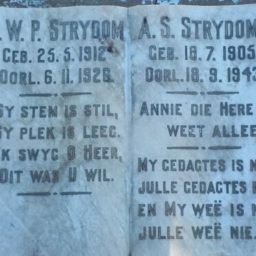 STRYDOM A.S. 1905-1943 :: STRYDOM J.W.P. 1912-1926