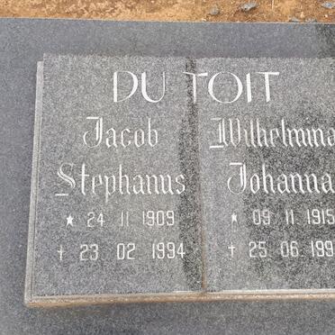 TOIT Jacob Stephanus, du 1909-1994 &amp; Wilhelmina Johanna 1915-1994