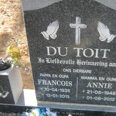 TOIT Francois, du 1936-2013 &amp; Annie 1948-2012