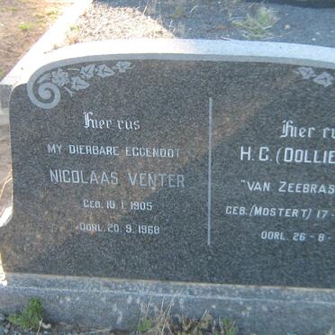 VENTER Nicolaas 1905-1968 &amp; H.G. FISHER nee MOSTERT 1905-1991