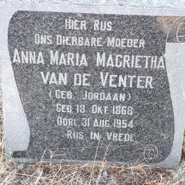 VENTER Anna Maria, van de nee JORDAAN 1868-1954