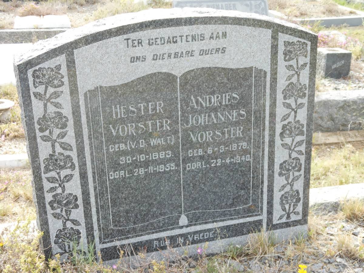 VORSTER Andries Johannes 1878-1940 &amp; Hester V.D. WALT 1883-1955