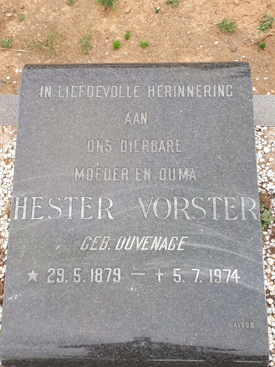 VORSTER Hester nee DUVENAGE 1879-1974