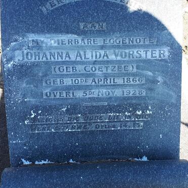 VORSTER Johanna Alida nee COETZEE 1866-1928
