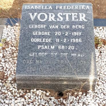 VORSTER Isabella Frederika nee VAN DER BERG 1919-1986
