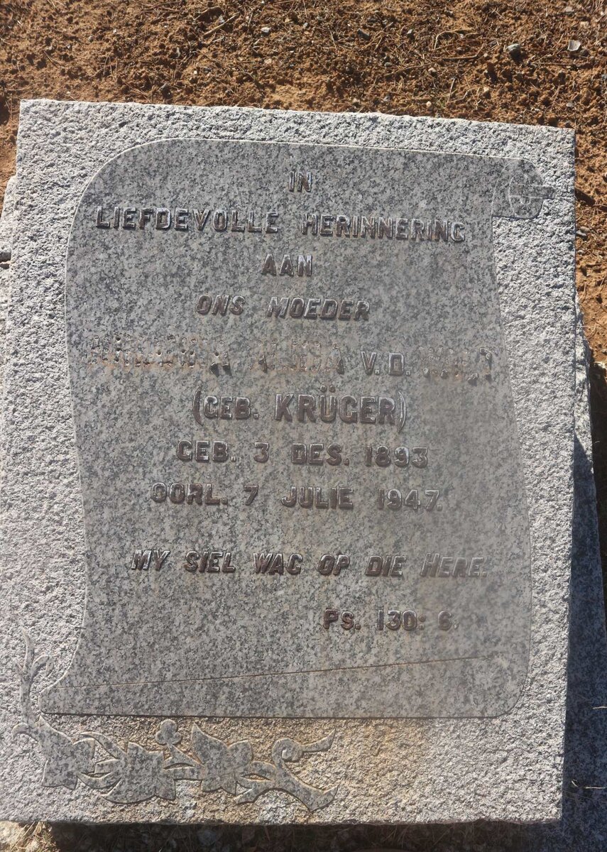 WALT Johanna Alida, v.d. nee KRUGER 1893-1947